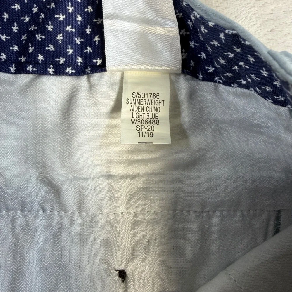 Banana Republic Aiden Chino Slim Fit Men 33x34 Light Blue Cotton Stretch Pants
